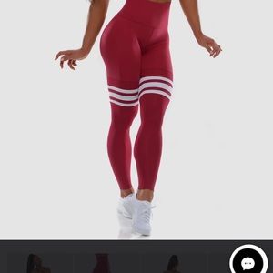 bombshell maroon thigh high solids leggings worn